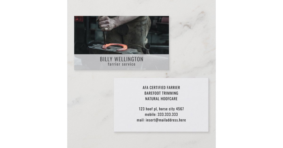 Horse Farrier Blacksmith Horseshoeing Equine Trim Business Card Zazzle