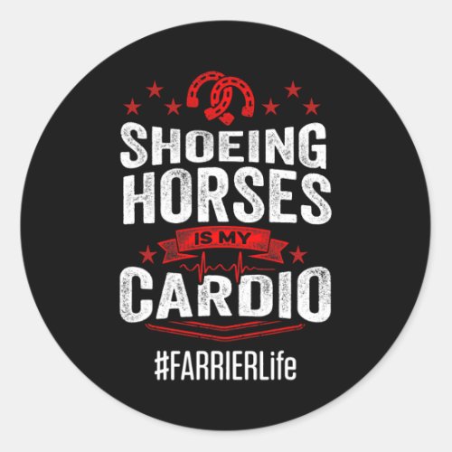 Horse Farrier Flag Work Tool Horseshoe Hoof Trimmi Classic Round Sticker