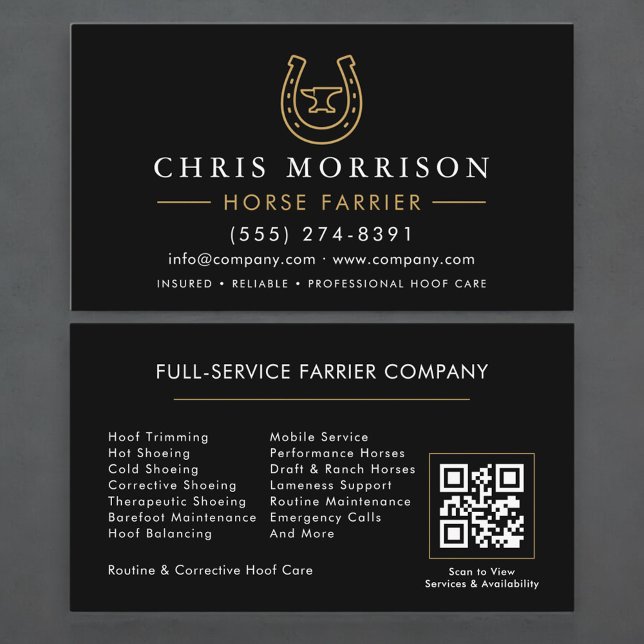 Horse Farrier QR Code Business Card (Creator Uploaded)
