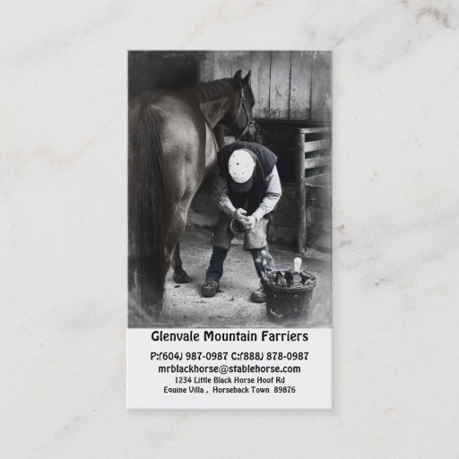Customizable Horse Farrier Services - Hoof Trim and Shoe Business Card