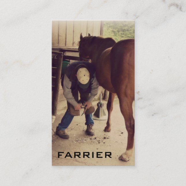 Horse Farrier Services - Hoof Trim and Shoe Business Card (Front)