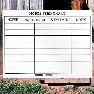 Horse Feed Chart,Feeding Schedule for Horse Stable Dry Erase Board