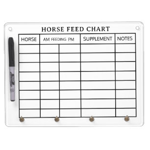 Horse Feed Chart,Feeding Schedule for Horse Stable Dry Erase Board With Keychain Holder