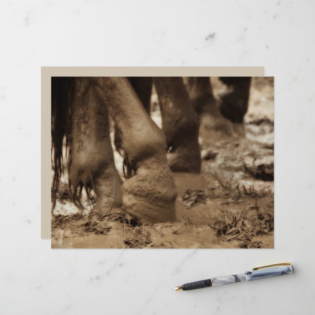 Horse Feet Western Vintage Sepia Brown Rustic (Front/Back In Situ)