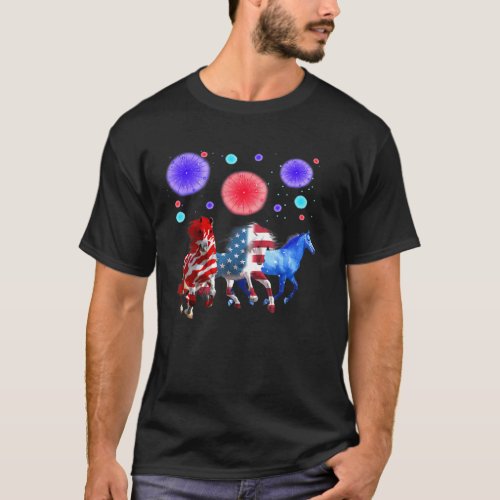 Horse Flag Usa Happy Fourth Of July T_Shirt