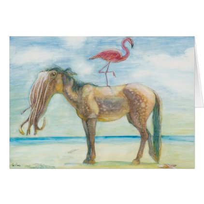 Horse &amp; Flamingo with Tentacles card