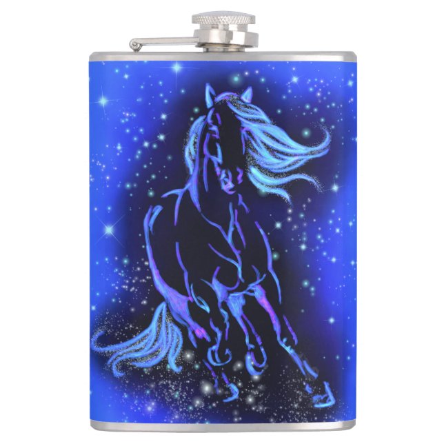 Horse Flask Running In Blue Moonlight Night  (Front)