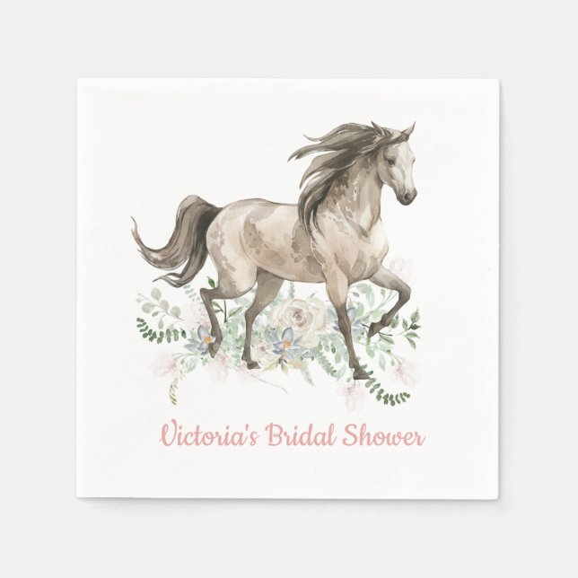 Horse floral birthday party napkins (Front)