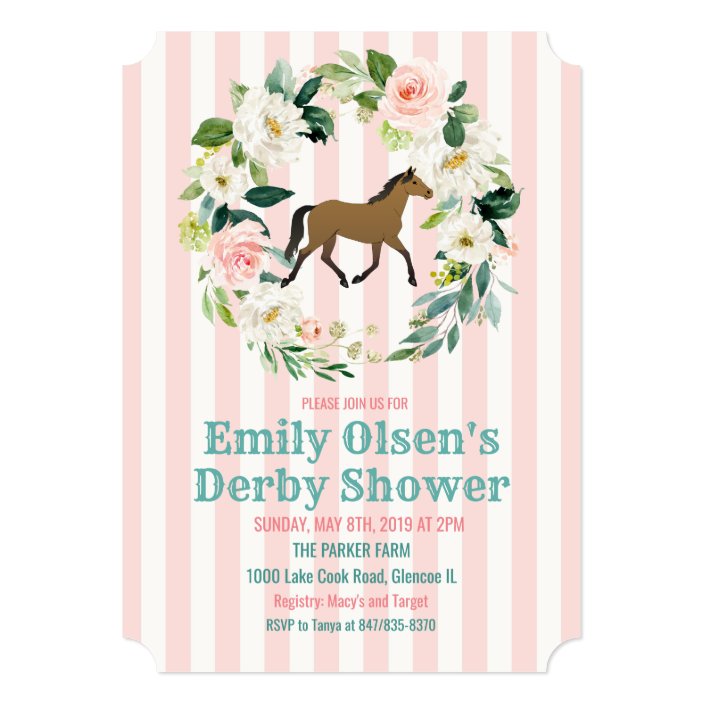 Horse Floral Derby Bridal Shower Invitation