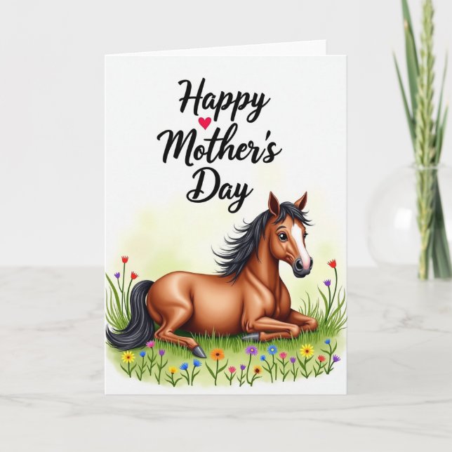 Horse Floral Mothers Day Card (Front)
