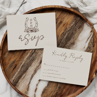 Horse & floral Western Country Boho Wedding RSVP Card