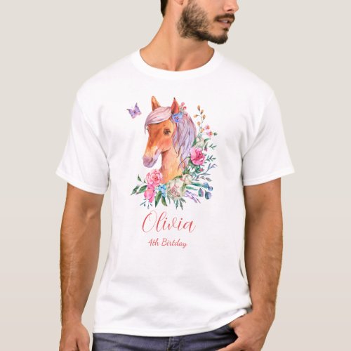 HORSE FLOWER B1  T_Shirt