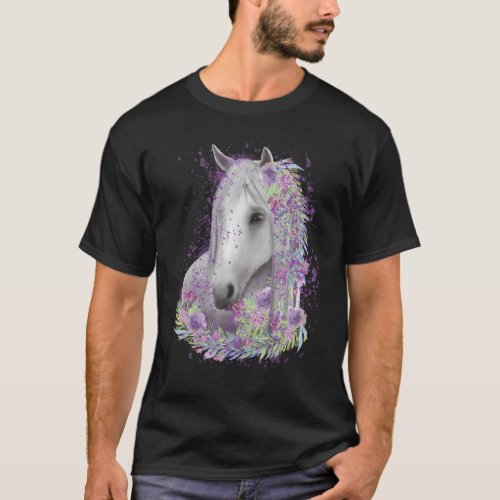 Horse Flowers Horseback Riding Horse Owner T_Shirt