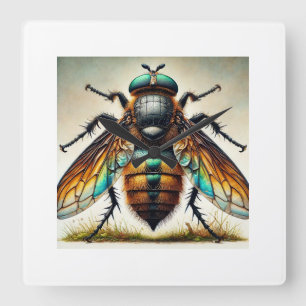 Horse Fly 160924IREF214 - Watercolor Square Wall Clock