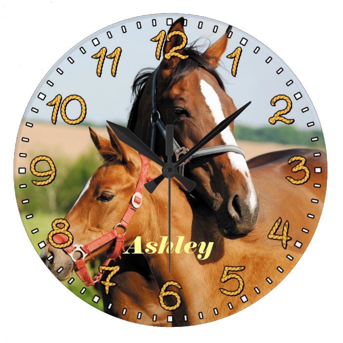 Horse & Foal Personalizable Wall Clock Zazzle