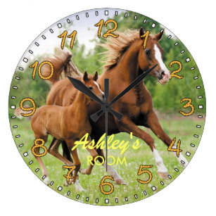 8" WALL CLOCK Horse #SN3 Horses Equestrian Rider Colt Filly Pony Mare Pony 