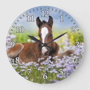 Horse & Foal Wall Clock by NiceTiming at Zazzle