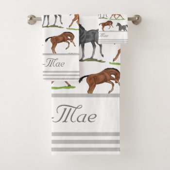 Horse Foals Bath Towel Set by JacquiMarie_Designs at Zazzle