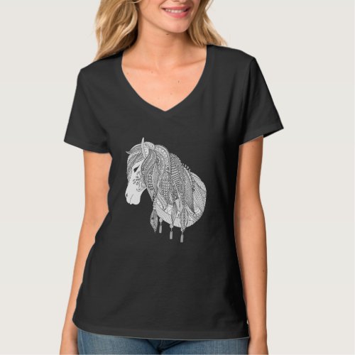 Horse For Colouring  Painting Children Riding 1 T_Shirt