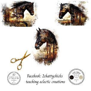 Horse Forest Double Exposure Decoupage Wrapping Paper Sheets