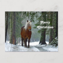 Horse Forest Snow Watercolor Christmas