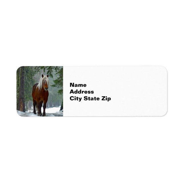 Horse Forest Snow Watercolor Label (Front)