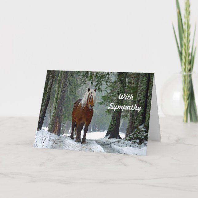 Horse Forest Snow Watercolor Sympathy Card (Front)