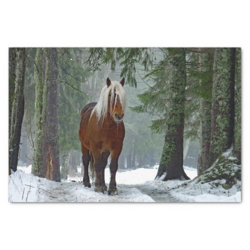 Horse Forest Snow Watercolor Tissue Paper