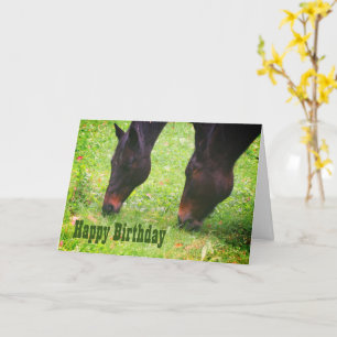 Horse Friends Grazing Animal Birthday Card