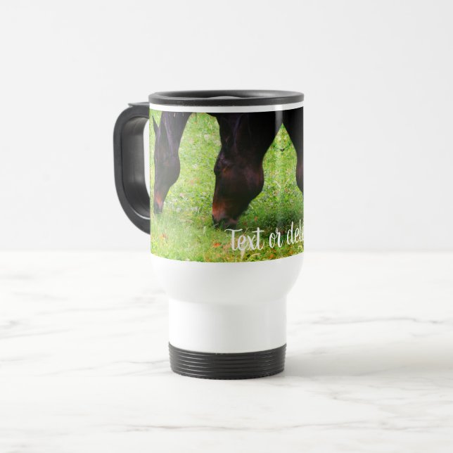 Horse Friends Grazing Personalized  Travel Mug (Front Left)