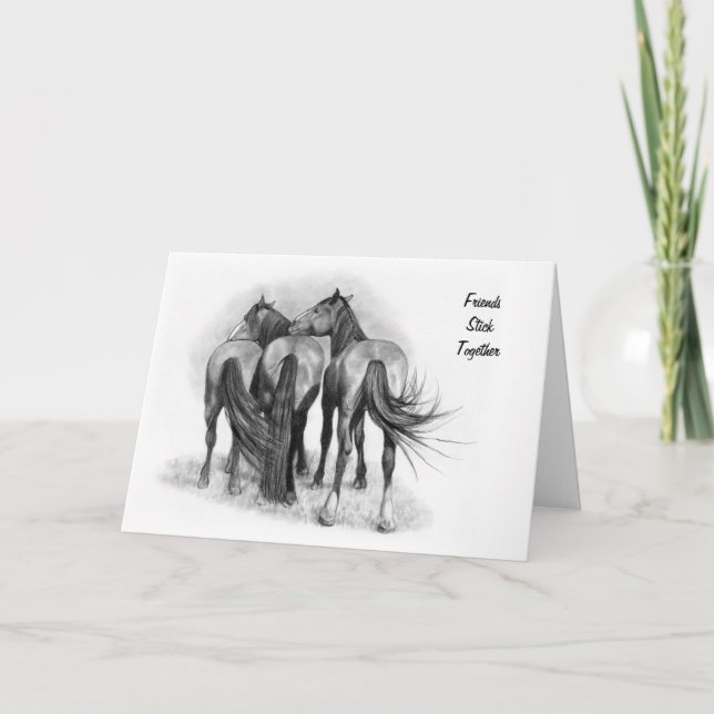 Horse Friendship: Original Pencil Drawing: Realism Card (Front)