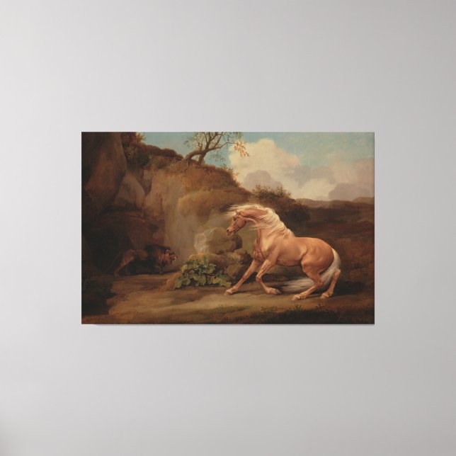 "Horse frightened by a Lion" by George Stubbs art Canvas Print (Front)