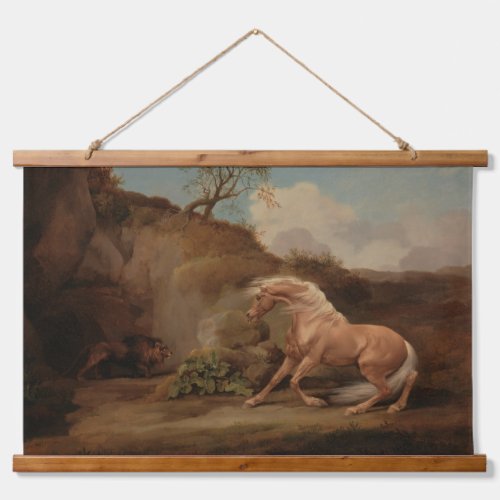 Horse frightened by a Lion by George Stubbs art Hanging Tapestry