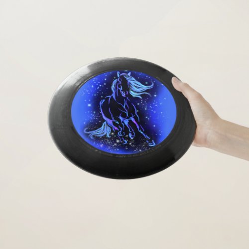 Horse Frisbee Running In Blue Moonlight Night