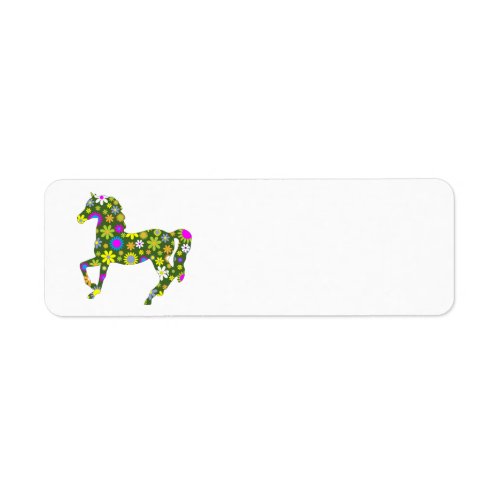 Horse funky floral blank return address labels