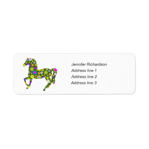 Horse funky floral custom return address labels