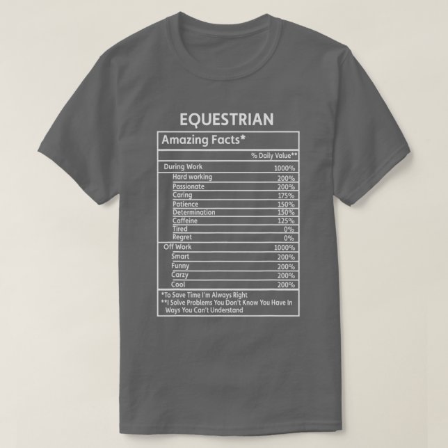 Horse Funny Equestrian Facts Daily Value Riding Ho T-Shirt (Design Front)