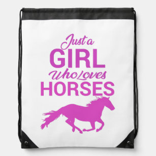 Horse Gallop A Girl Who Loves Horses   Drawstring Bag