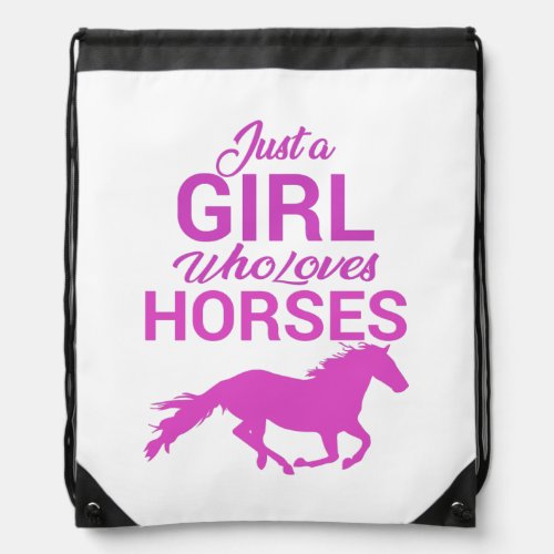 Horse Gallop A Girl Who Loves Horses   Drawstring Bag