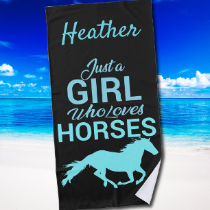 Horse Gallop A Girl Who Loves Horses Personalized Beach Towel