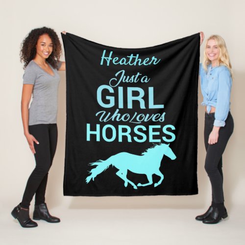 Horse Gallop A Girl Who Loves Horses Personalized Fleece Blanket