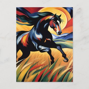 Horse Galloping In A Wheat Field Postcard by angelandspot at Zazzle