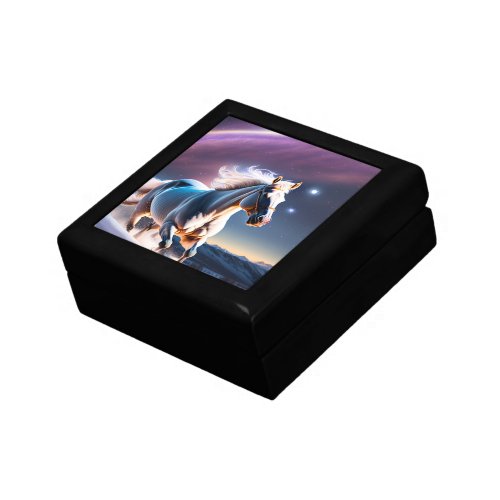 Horse Galloping in Snowy Fields Under Starry Skies Gift Box