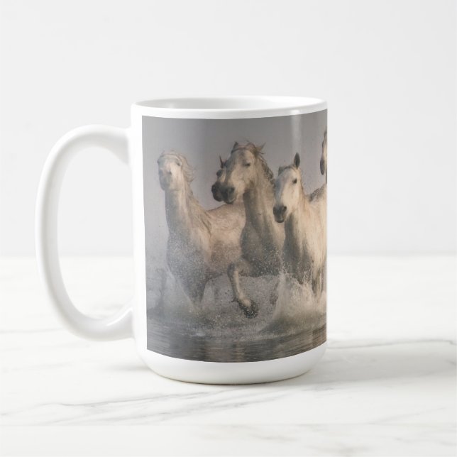 Horse Galloping in the Mediterranean Water Coffee Mug (Left)