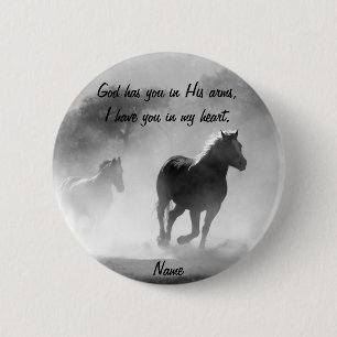 Horse Galloping Out of the Mist Pinback Button