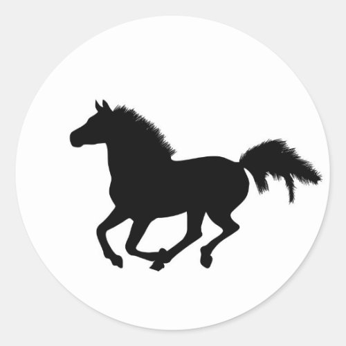 Horse galloping stickers gift idea classic round sticker