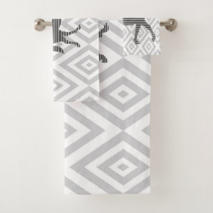 Horse - geometric pattern  - black and gray. bath towel set