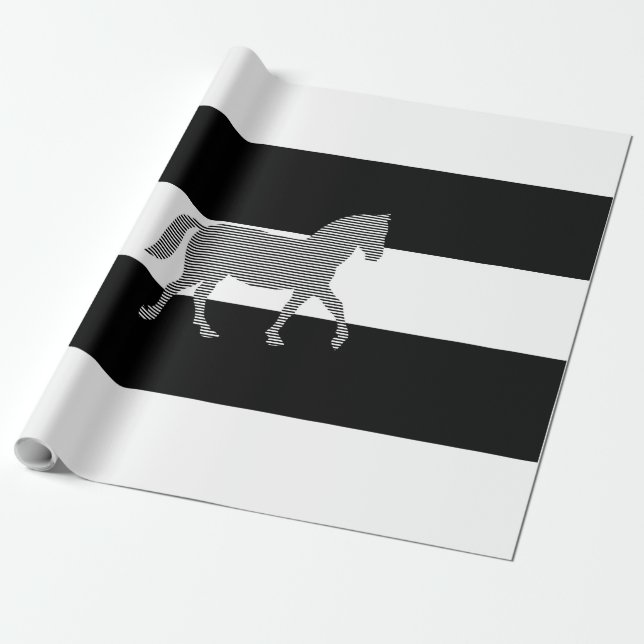 Horse - geometric pattern  - black and white. wrapping paper (Unrolled)