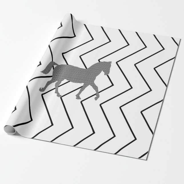 Horse - geometric pattern  - black and white. wrapping paper (Unrolled)