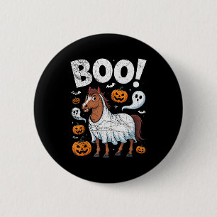 Horse Ghost Costume Funny Equestrian Horses Lover  Button